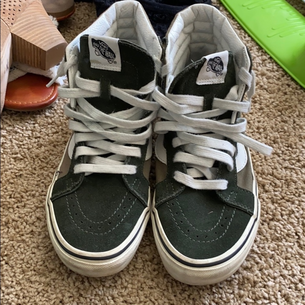 Dark and light olive vans